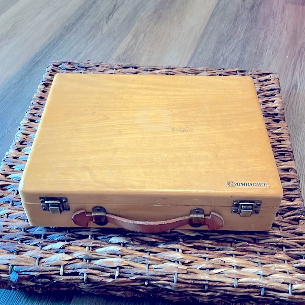 Vintage Grumbacher Paint Box Wood with Leather Handle